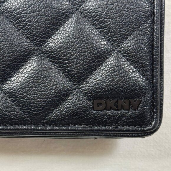 DKNY Mini Quilted Crossbody Bag Black Rectangular Rivi Chain Clutch Purse - Picture 3 of 11